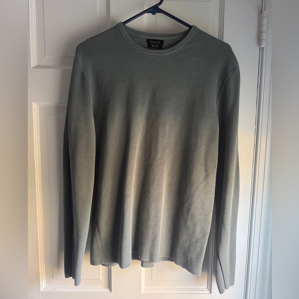 Massimo Dutti Men's Crewneck Shirt 100% Extra Fine Cotton in Green